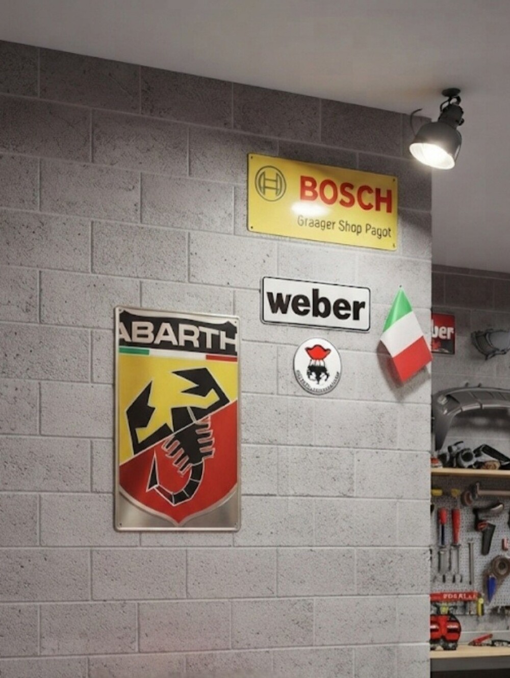 Authentic Abarth Officine Dealership Metal Wall Sign 8x11.5 Fiat Car Memorabilia